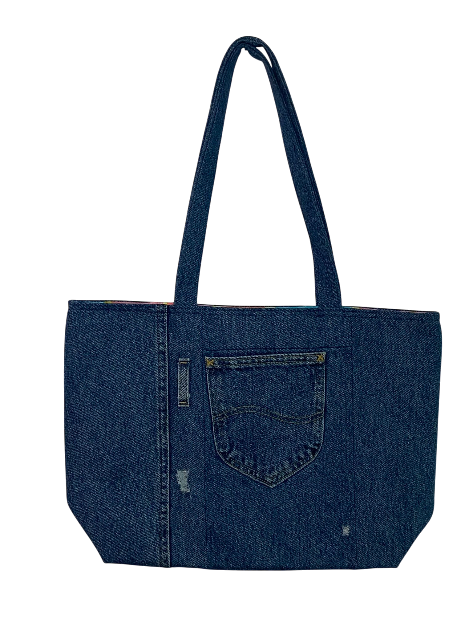 Upcycled Lee Denim Tote Bag with Removable Pouch - Image 5