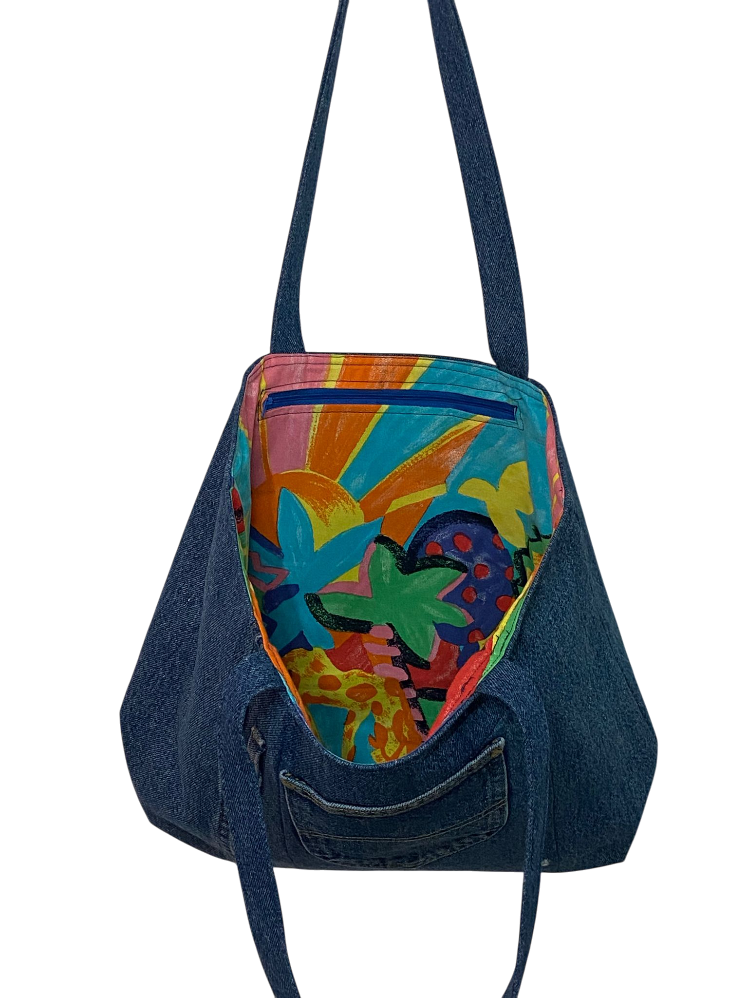 Upcycled Lee Denim Tote Bag with Removable Pouch - Image 4