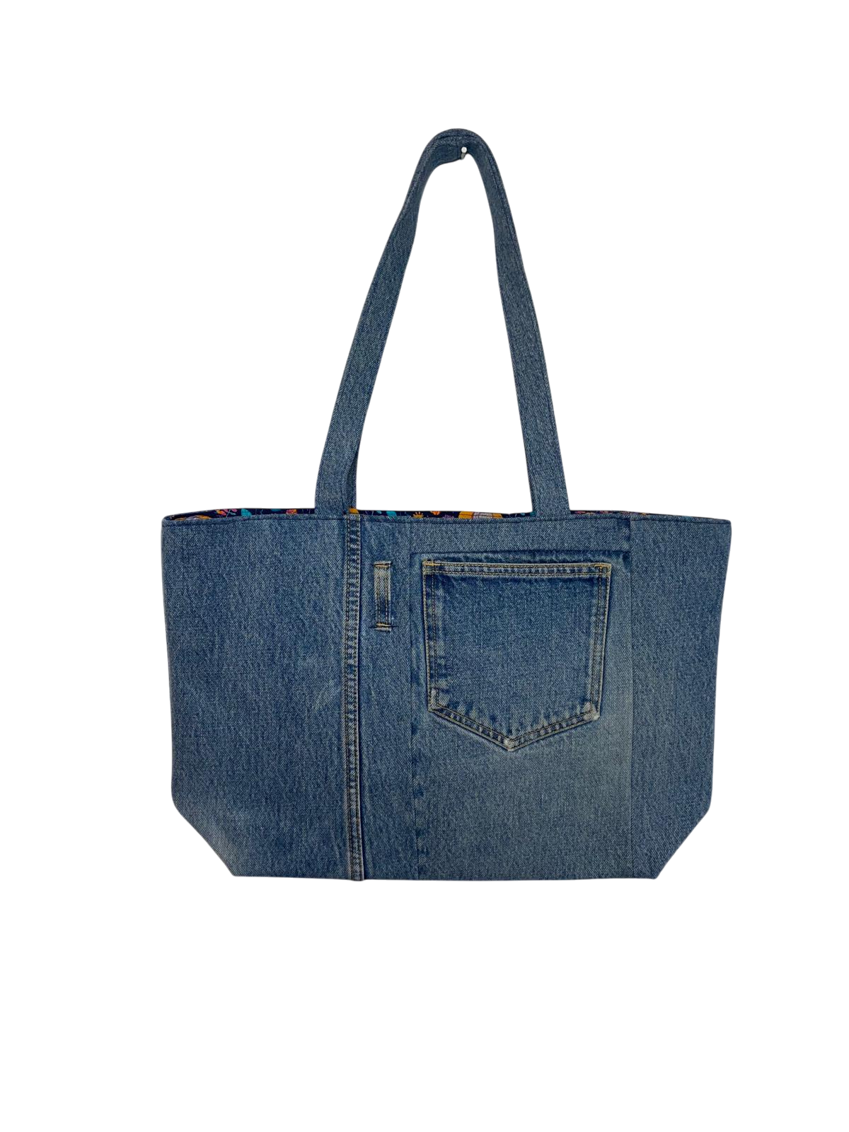 Upcycled Guess Denim Tote Bag – With Removable Pouch - Image 6