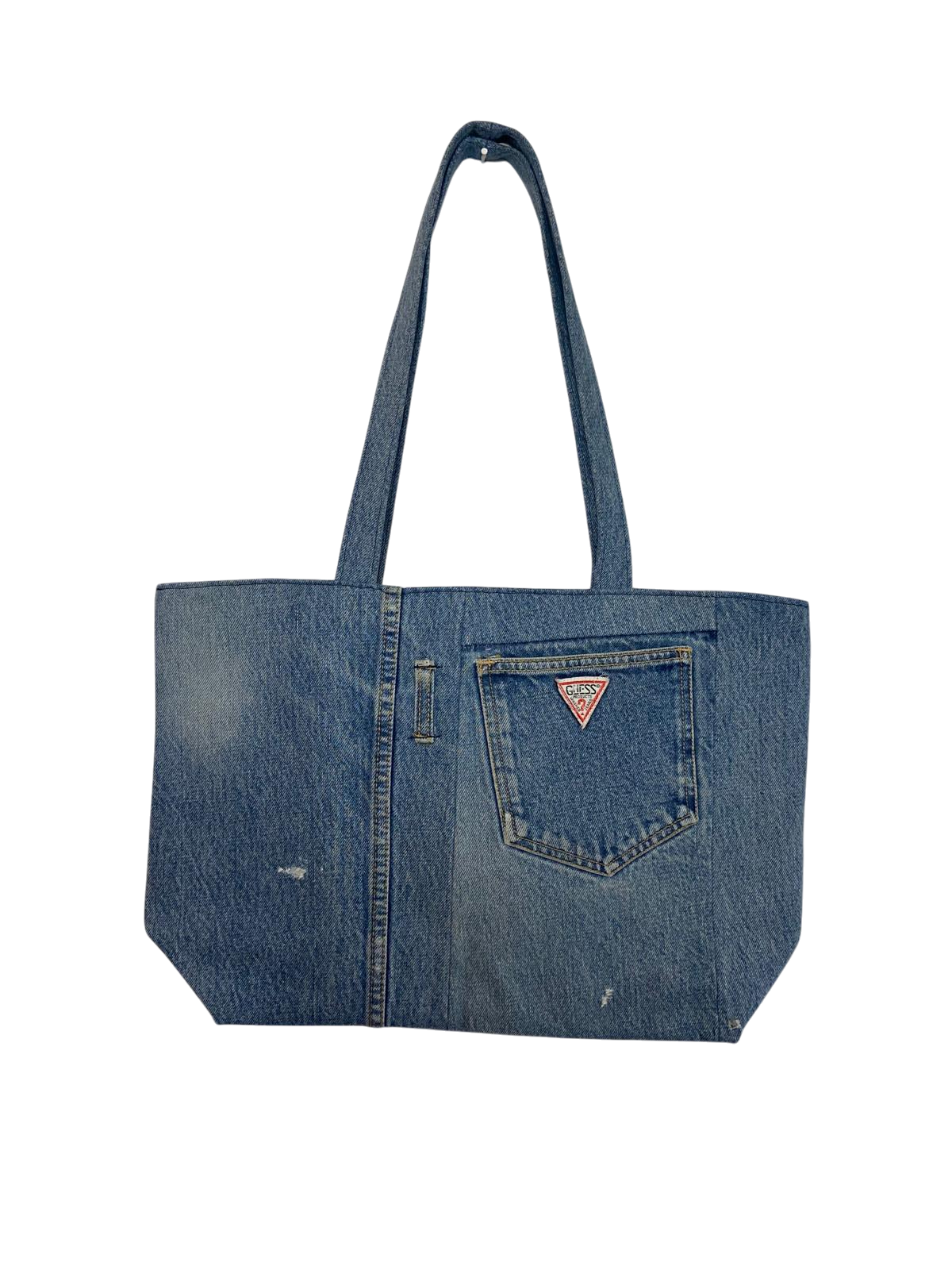 Upcycled Guess Denim Tote Bag – With Removable Pouch - Image 2