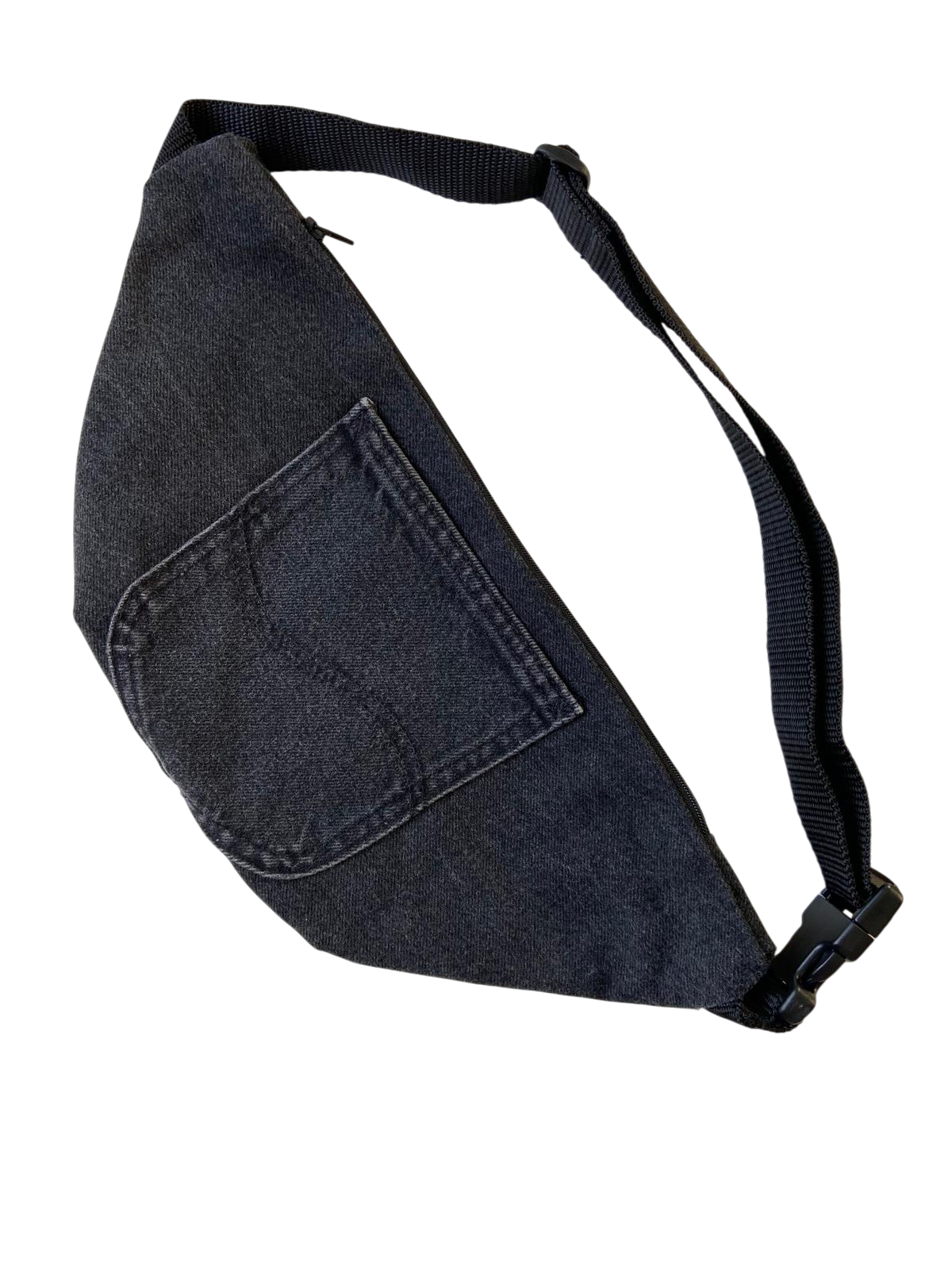 Upcycled Crossbody Bag in Black Denim - Image 4