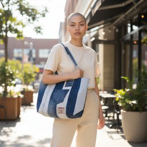 upcycled tote bag in denim